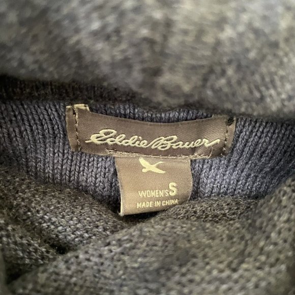 Eddie Bauer Sweater Womens Small Blue Two Tone Cowl Turtleneck Knit Pullover Top - Picture 3 of 8